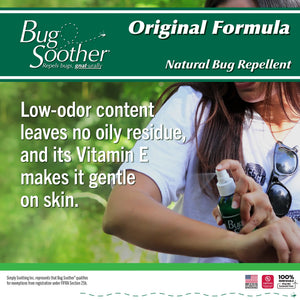 Advertisement for Bug Soother natural bug repellent with a map of Iowa and a pushpin.
