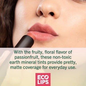 Advertisement for Eco Lips with text about stocking stuffers on a festive background.