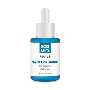 A customer is holding the nighttime serum and applying the dropper to her cheek