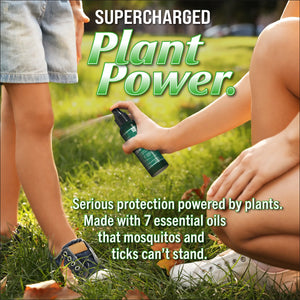 Advertisement for 'DEET FREE!' with text on a green background.