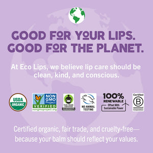 Lip balm products with text on a pink background