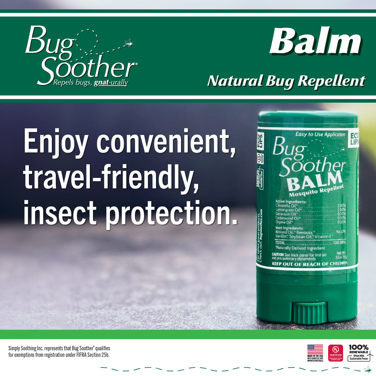 Bug Soother Balm Natural Mosquito Repellent 0.52 oz.