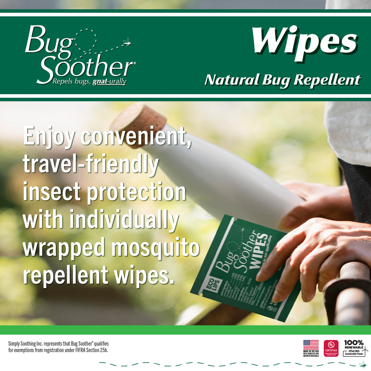 Bug Soother Natural Mosquito Repellent Wipes 15-count