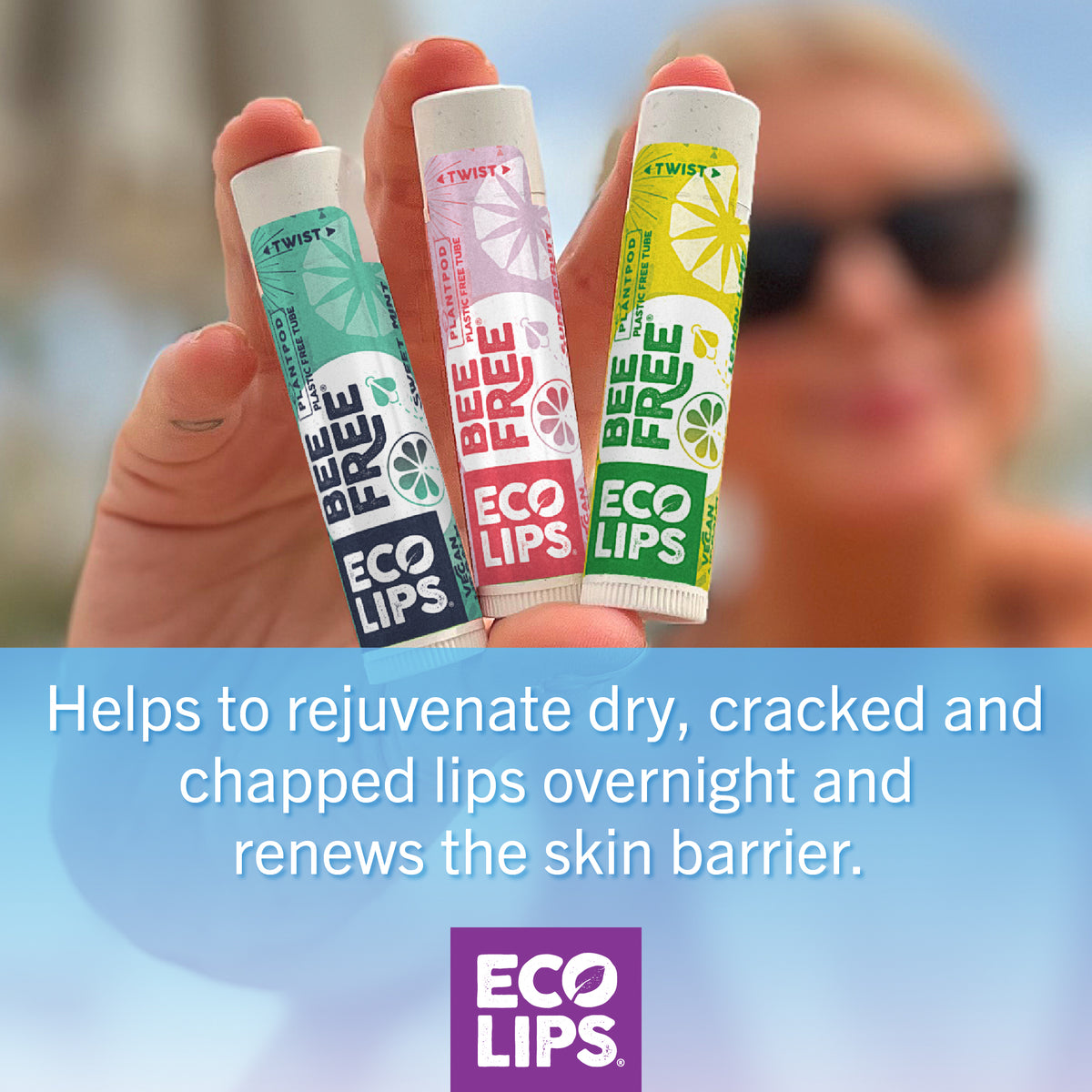 Vegan Bee Free® Plant Pod® Unflavored Organic Lip Balm, 6 Pack