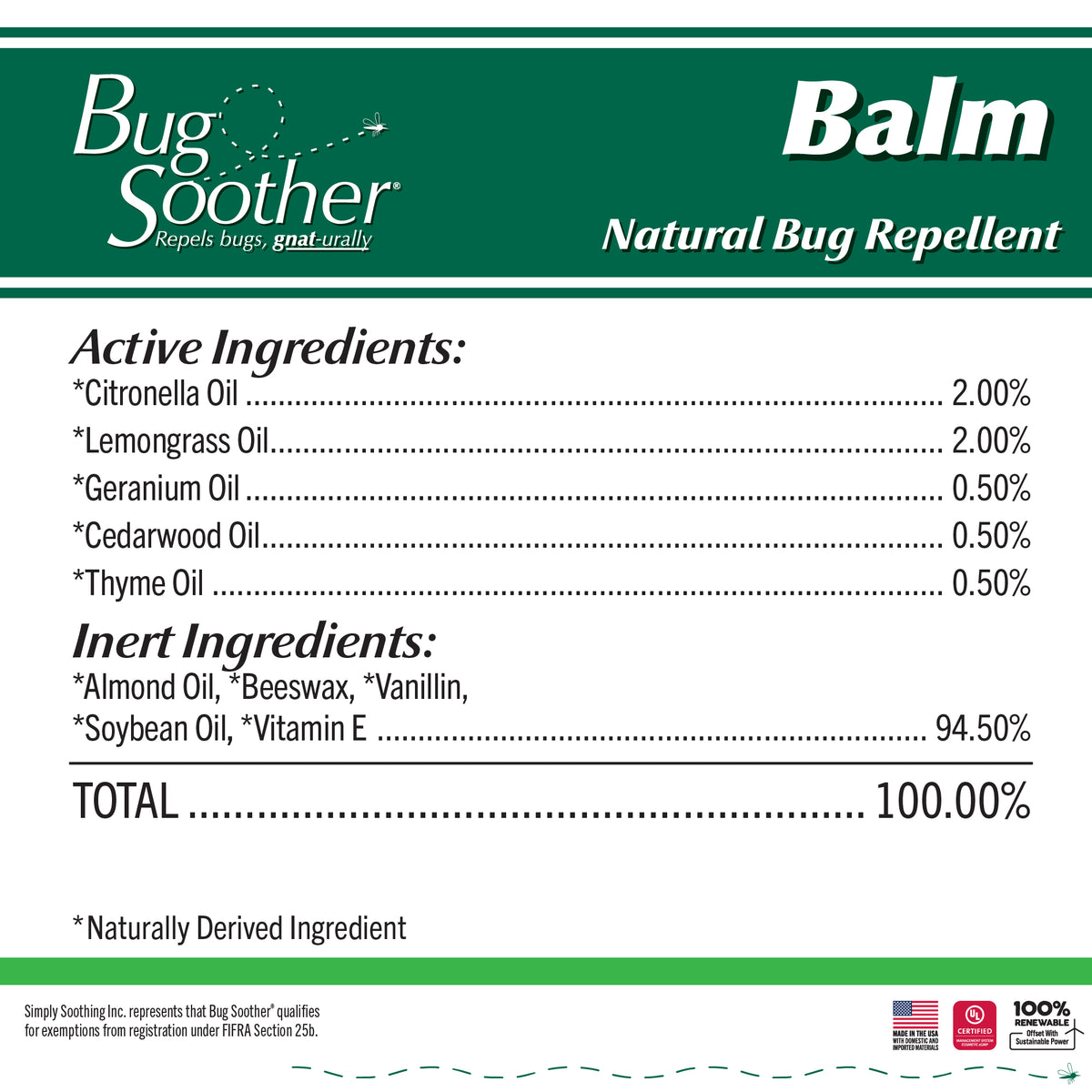 Bug Soother Balm Natural Mosquito Repellent 0.52 oz.
