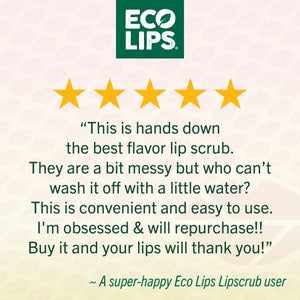 Vanilla Bean Lip Scrub full ingredient list with all certifications in lower right corner.