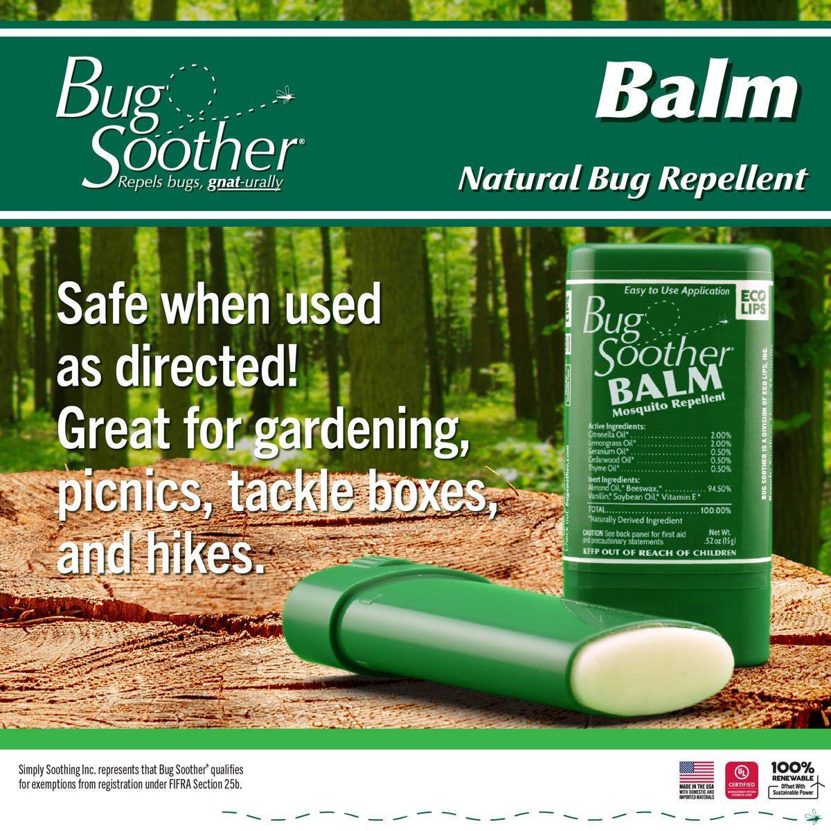 Bug Soother Balm Natural Mosquito Repellent 0.52 oz.