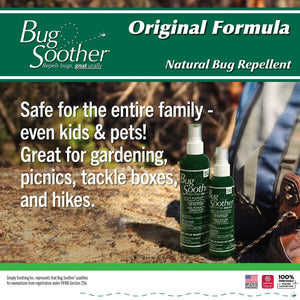 Advertisement for Bug Soother natural bug repellent with a map of Iowa and a pushpin.