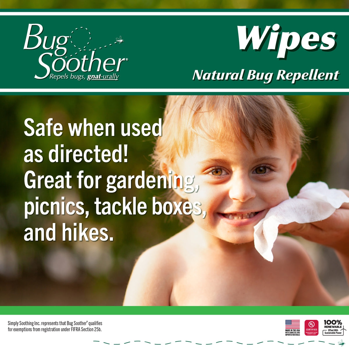 Bug Soother Natural Mosquito Repellent Wipes 15-count