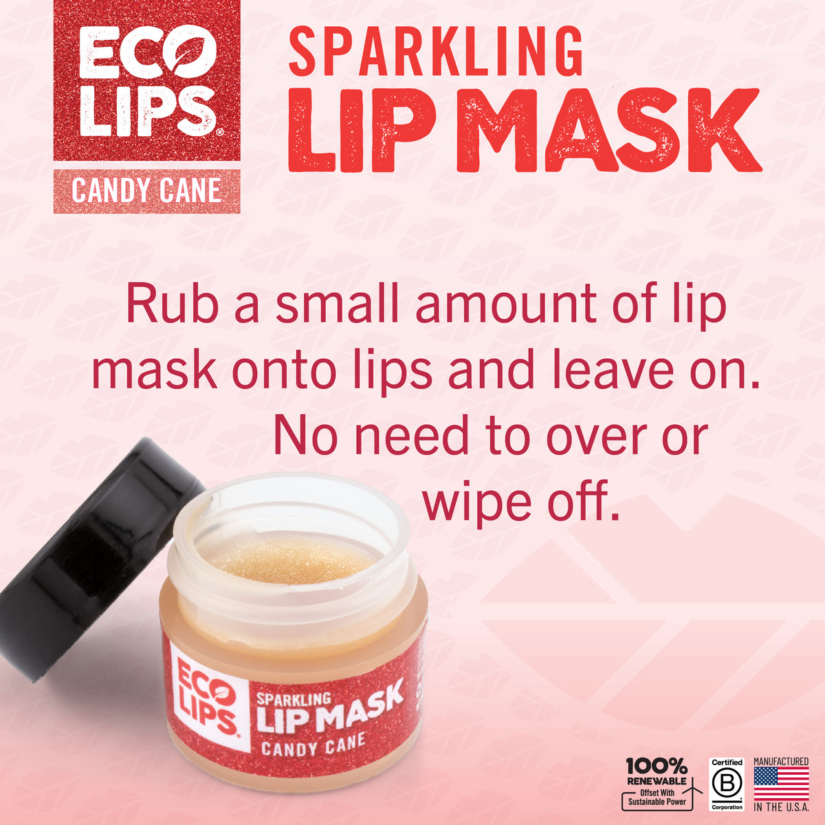 Sparkling Holiday Vanilla Mint Candy Cane Lip Mask 0.25 oz.