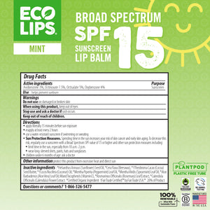 Classic Mint Plant Pod® Broad Spectrum SPF 15 Sunscreen Lip Balm, 0.15 oz.
