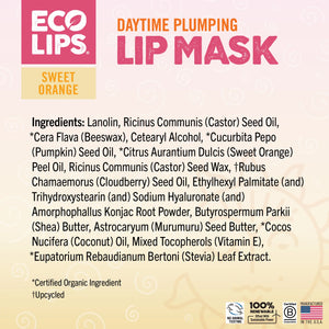 Vanilla Bean Lip Scrub full ingredient list with all certifications in lower right corner.