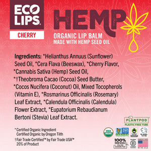 Hemp Cherry Plant Pod® Organic Lip Balm, 6 Pack