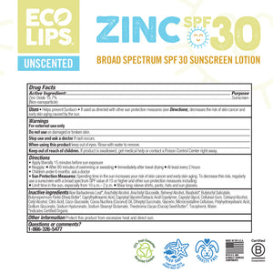 Zinc SPF 30 Broad Spectrum Mineral Sunscreen Lotion