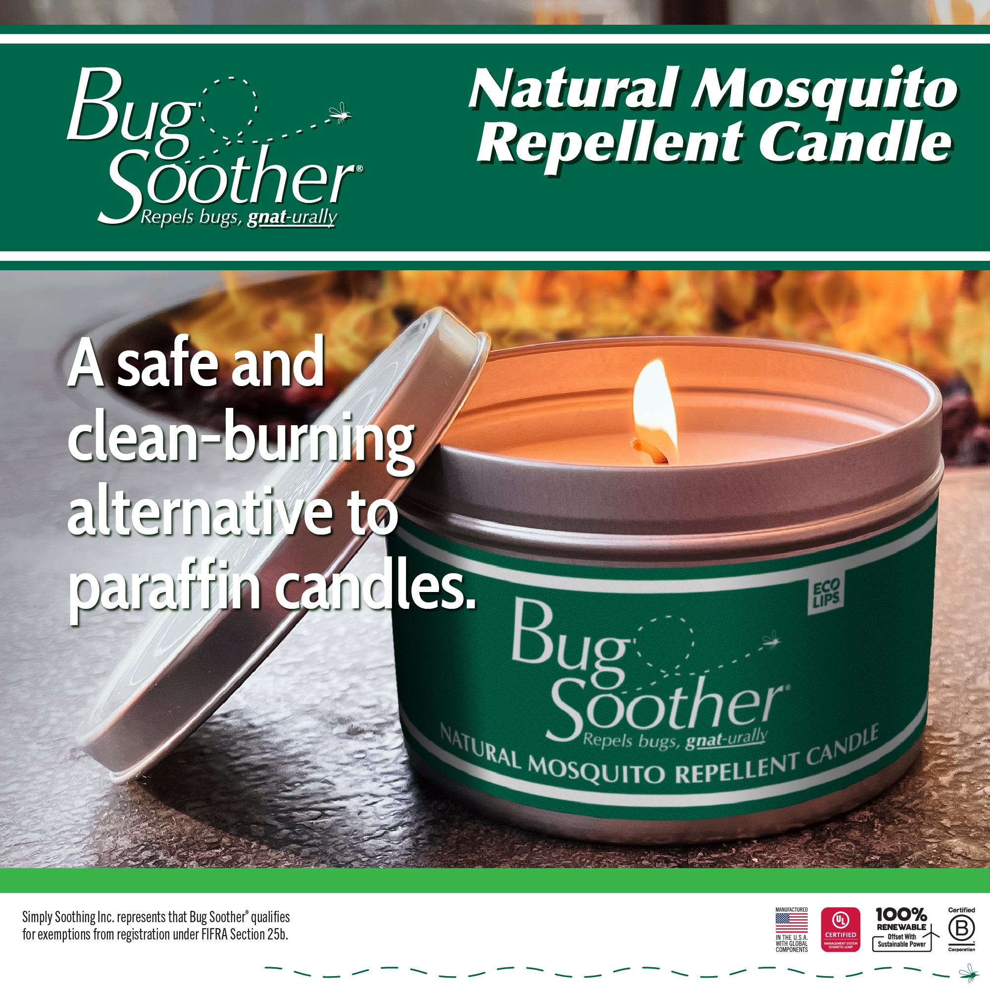 Bug Soother Bug Repellent 2-Pack Candle + 1 oz. Spray Bottle - Eco