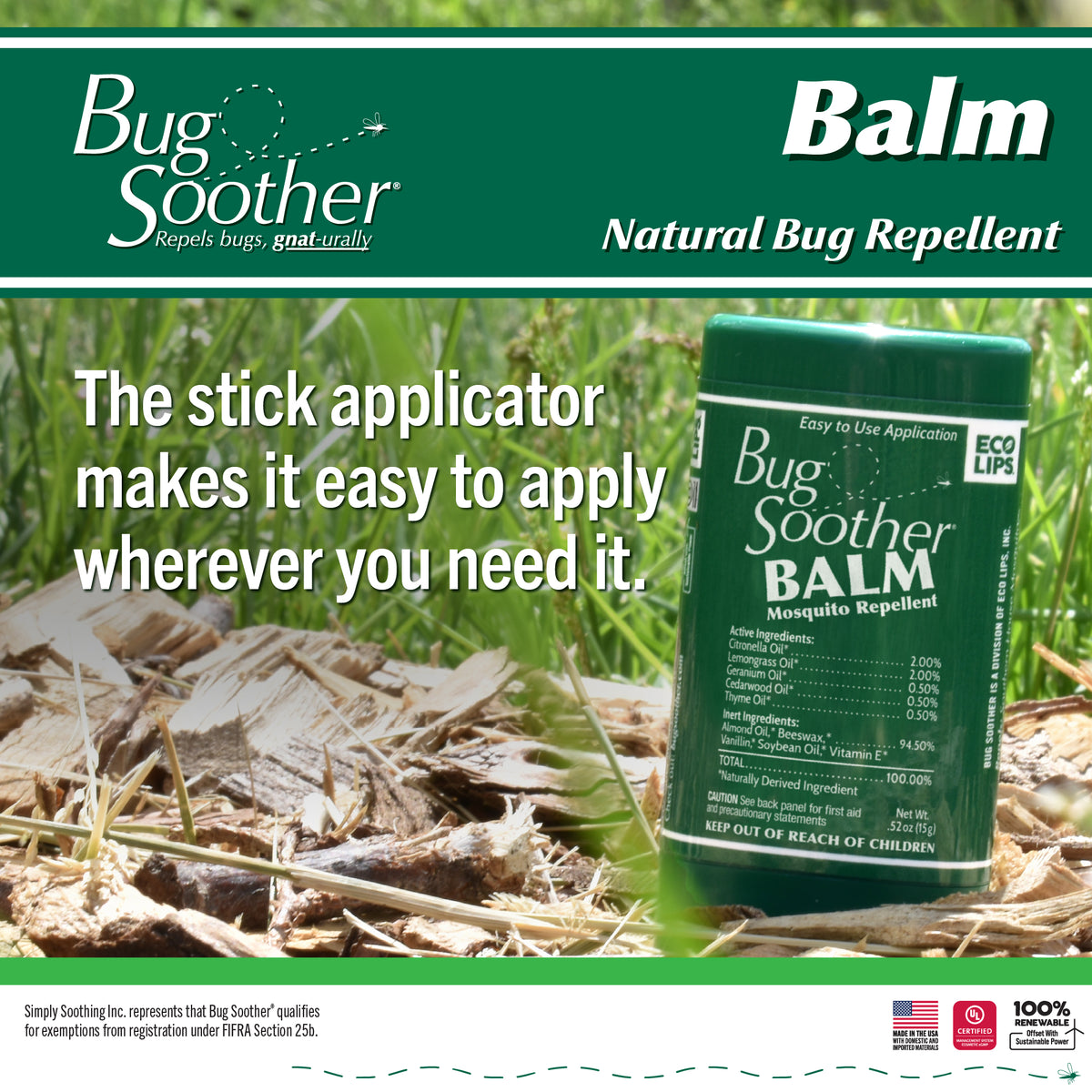 Bug Soother Balm Natural Mosquito Repellent 0.52 oz.