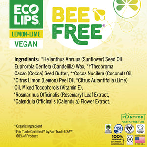 Vegan Bee Free® Plant Pod® Lemon Lime Organic Lip Balm, 0.15 oz.