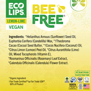 Vegan Bee Free® Plant Pod® Lemon Lime Organic Lip Balm, 3 pack