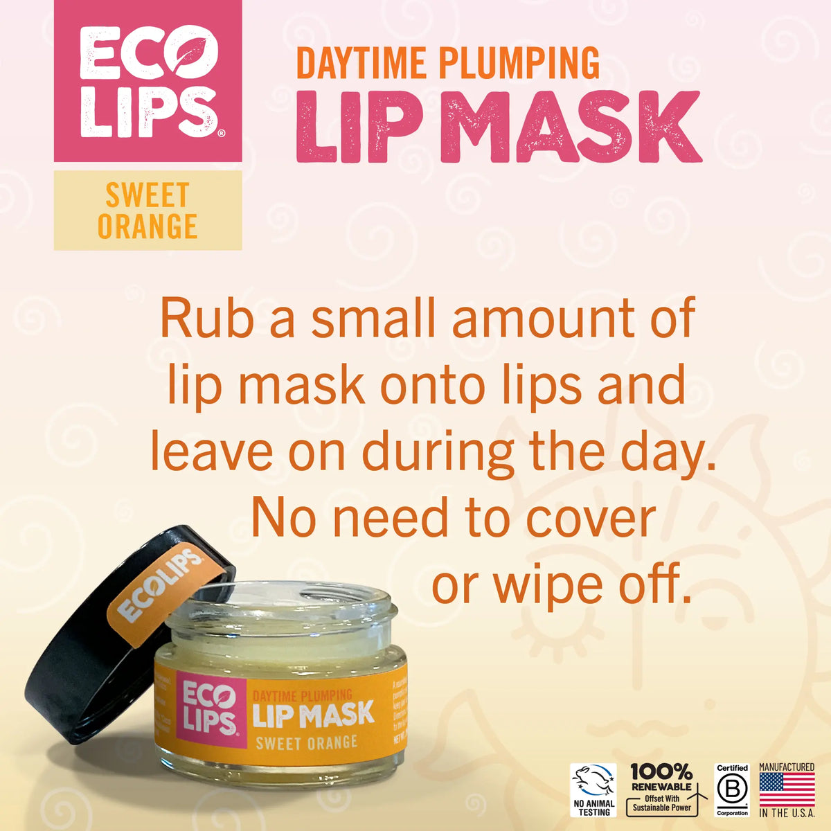 Instructions on how to use the sweet orange lip mask. 