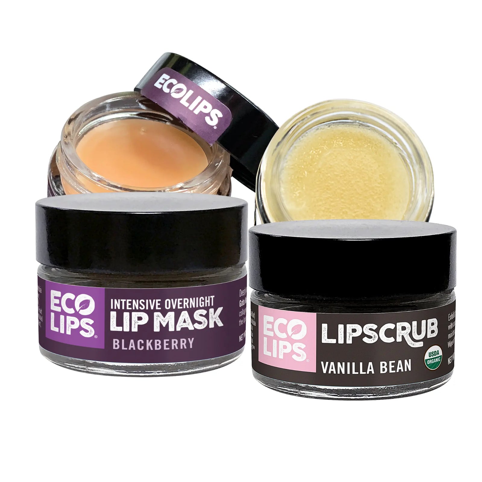 Overnight Intensive Lip Care Duo – Vanilla Bean Lip Scrub & Blackberry Lip Mask, 2 count