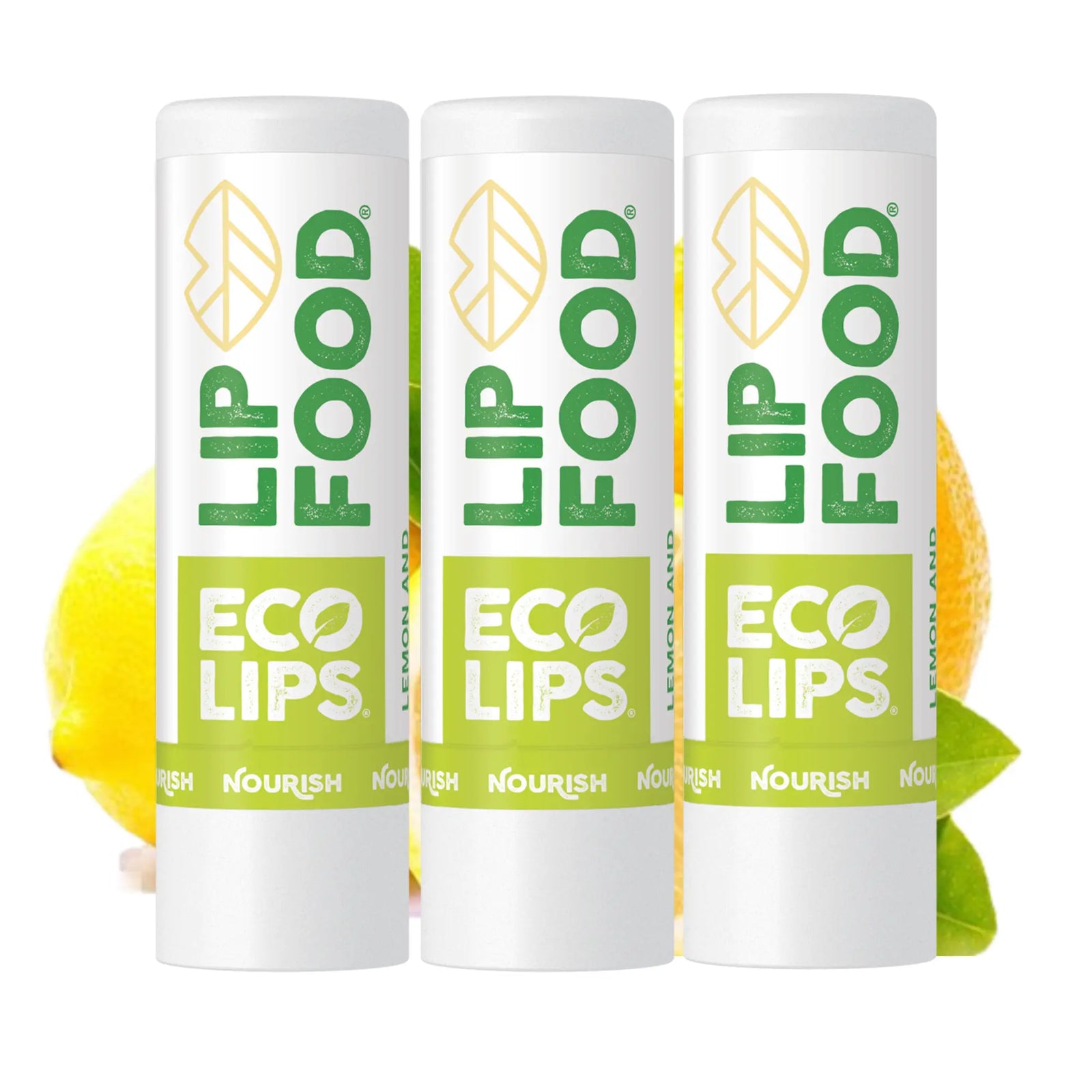 LIP FOOD® Nourish Lemon Spirulina Organic Lip Balm, 3 Pack