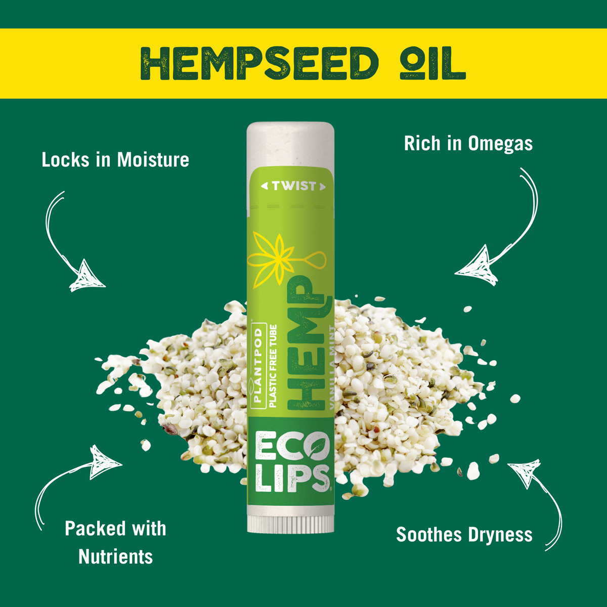 Hemp Vanilla Mint Plant Pod® Organic Lip Balm, 6 Pack