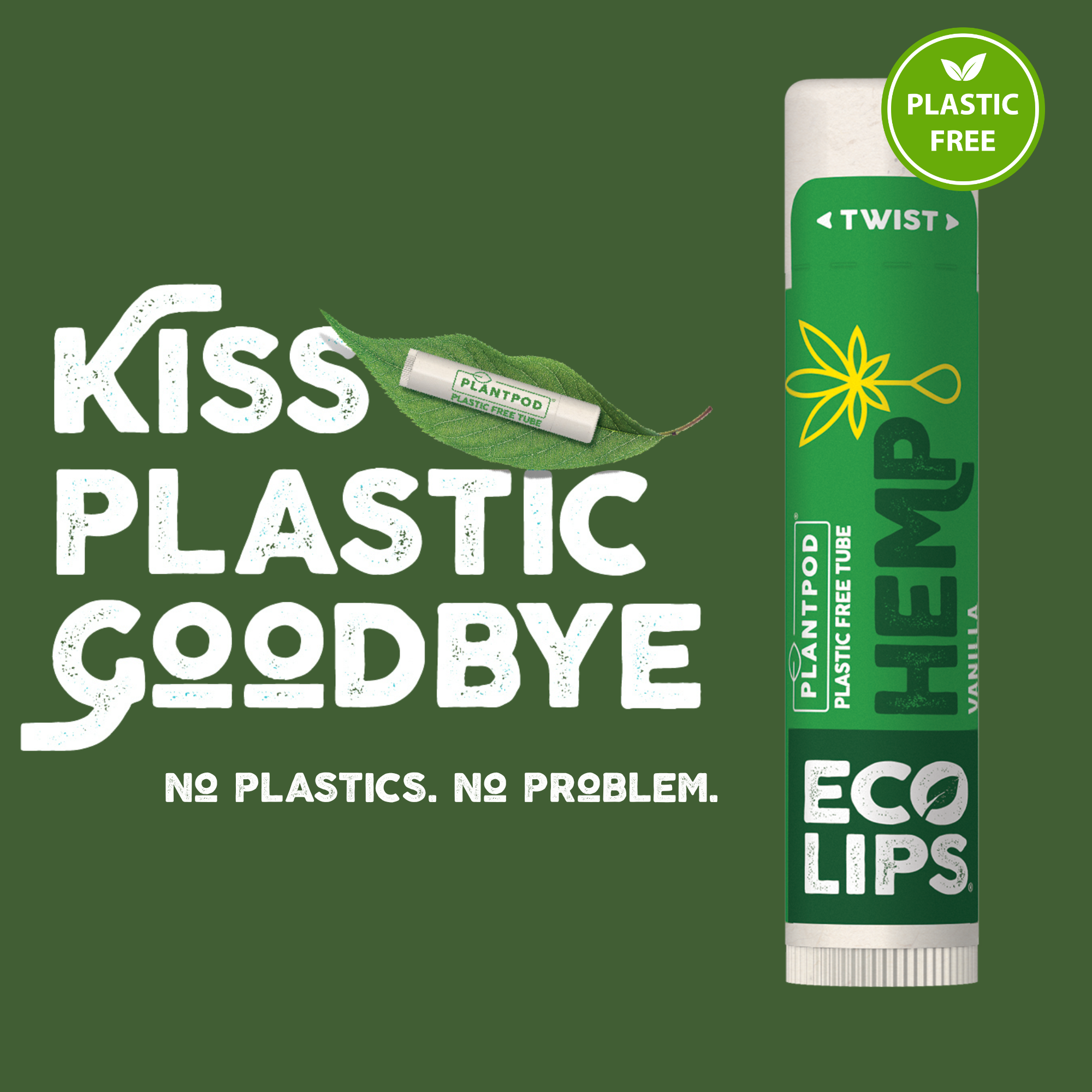Hemp Vanilla Plant Pod Organic Lip Balm, 0.15 oz. - Eco Lips Hemp Vanilla Plant Pod Organic Lip Balm, 0.15 oz. - Eco Lips