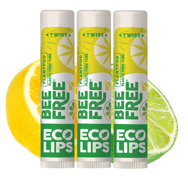 Vegan Bee Free® Plant Pod® Lemon Lime Organic Lip Balm, 3 pack