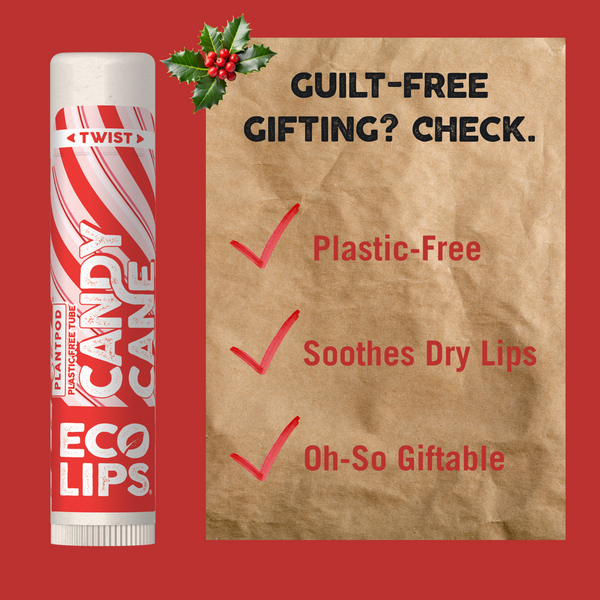 Candy Cane Plant Pod® Organic Lip Balm, 3 Pack Carton - Eco Lips