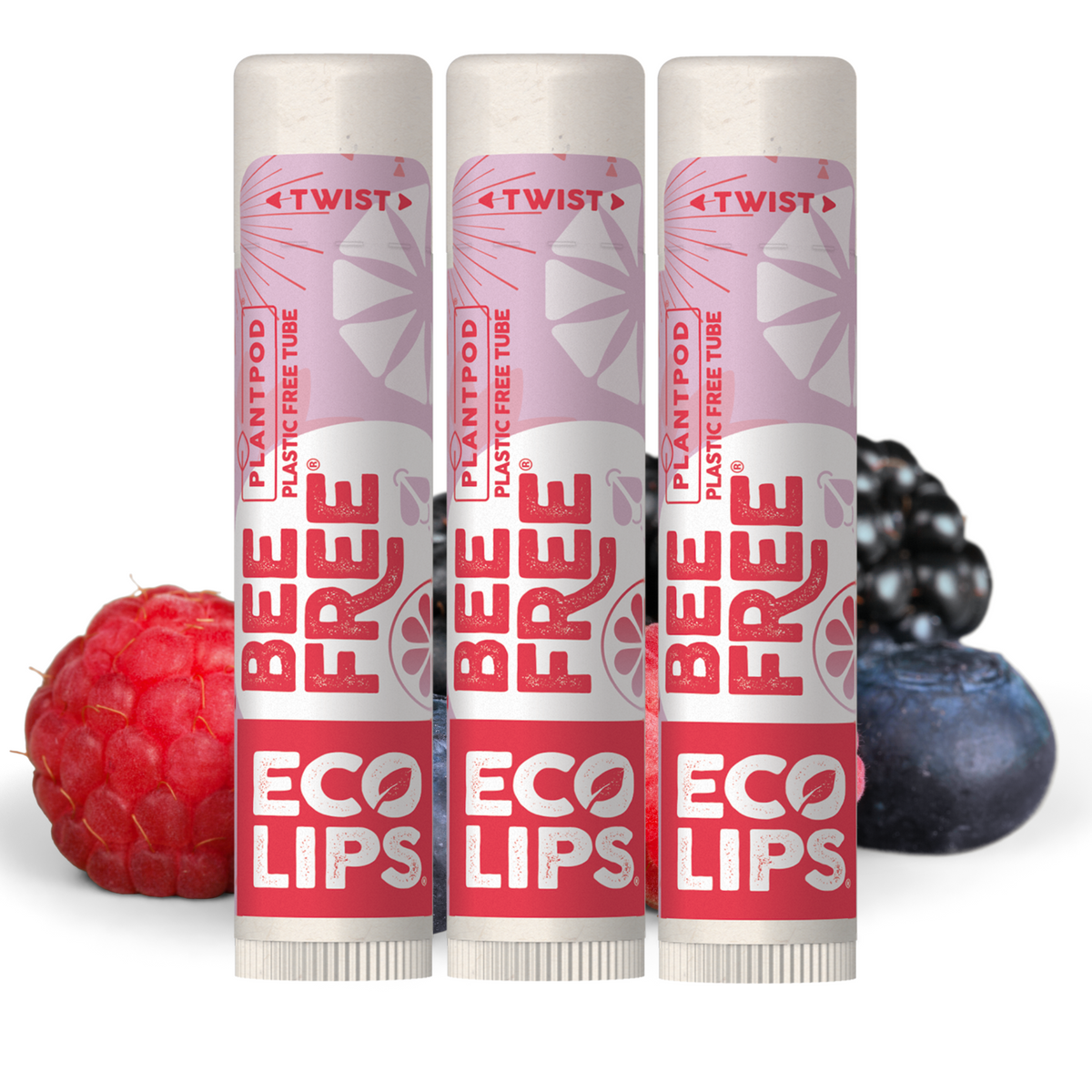 Vegan Bee Free® Plant Pod® Superfruit Organic Lip Balm, 3 pack