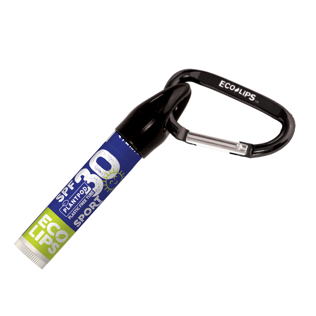 SPF lip balm - sport sunscreen for lips. With eco clip carabiner.