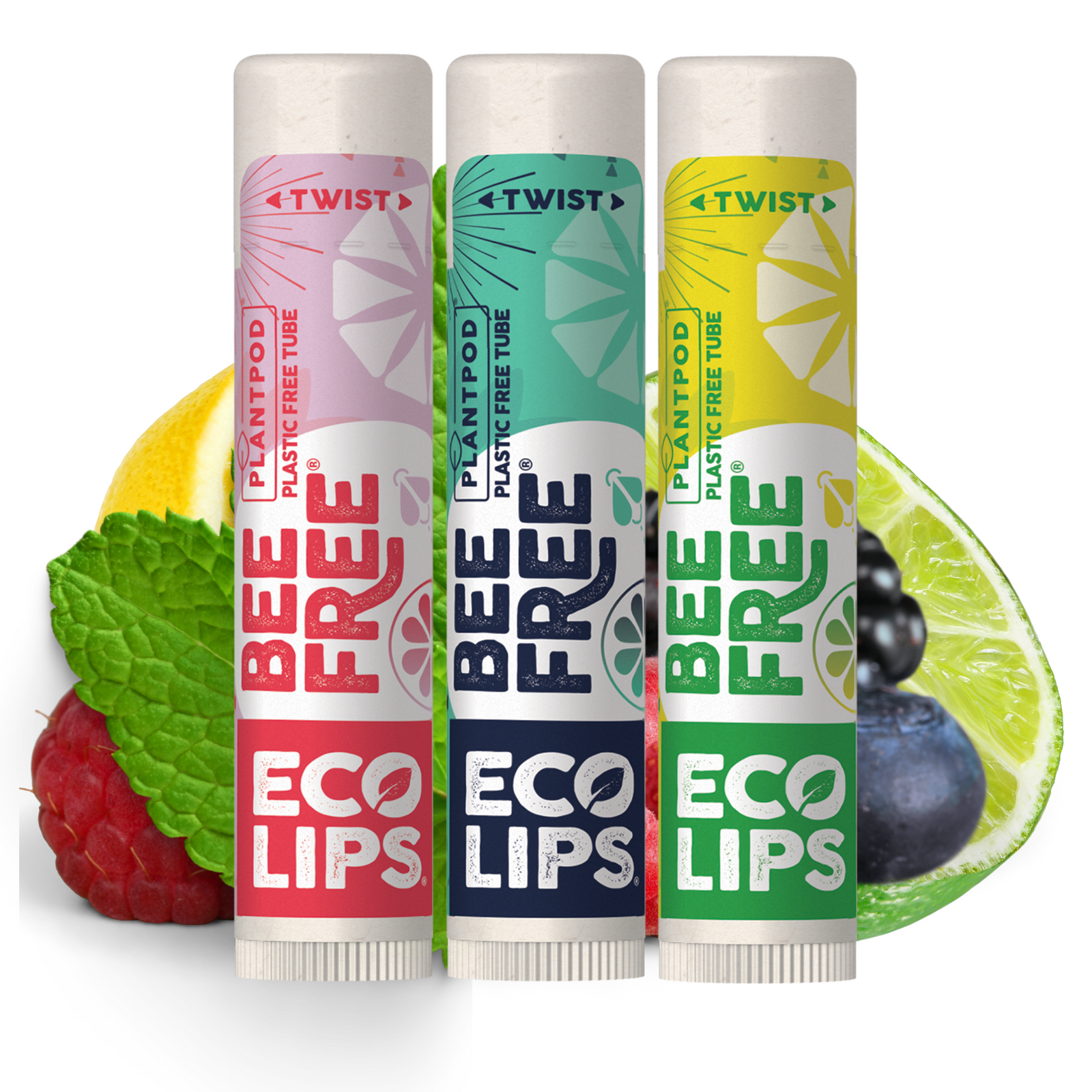 Vegan Bee Free® Plant Pod® Organic Lip Balm, 3 Pack Variety