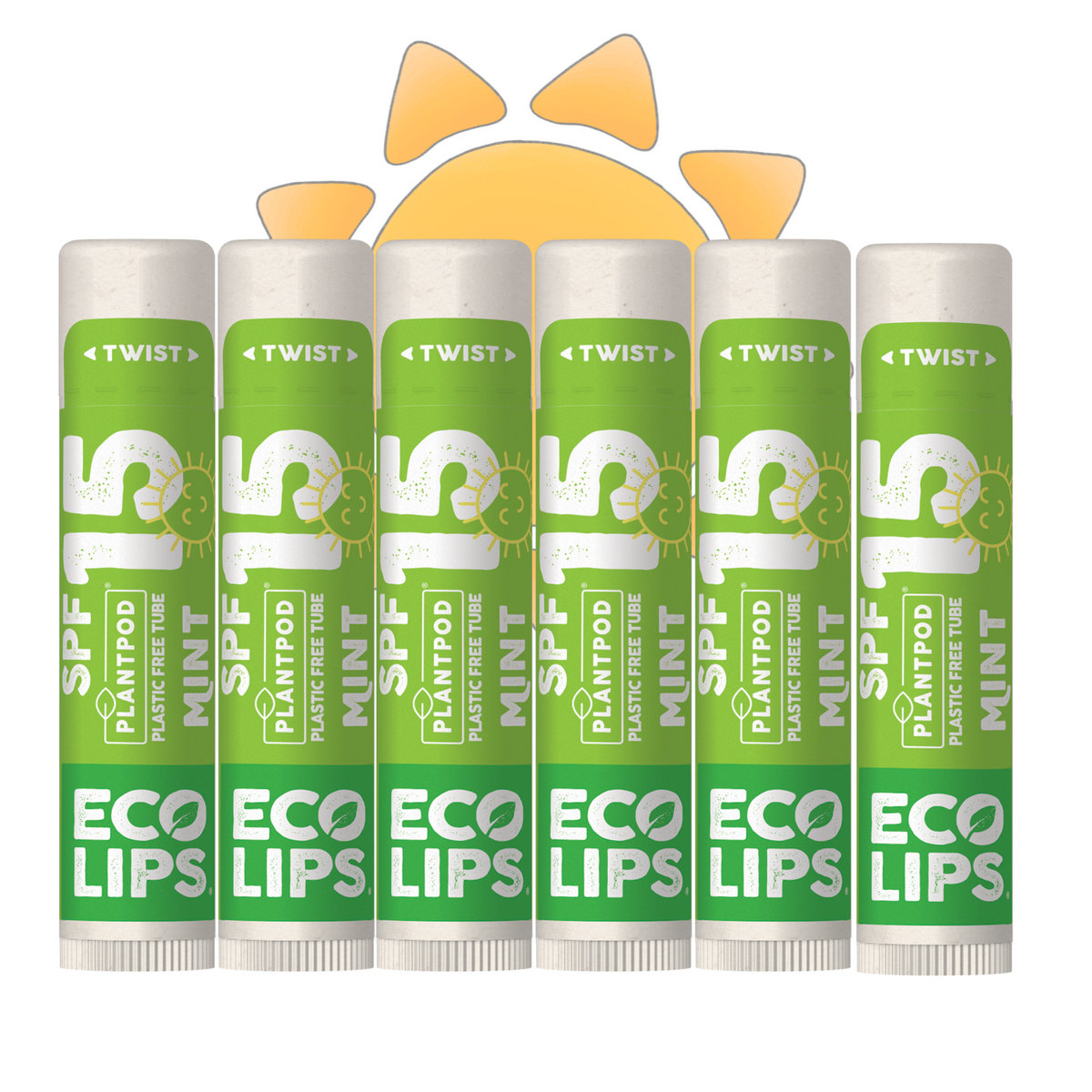 Classic Mint Plant Pod® Broad Spectrum SPF Sunscreen Lip Balm, 6 Pack