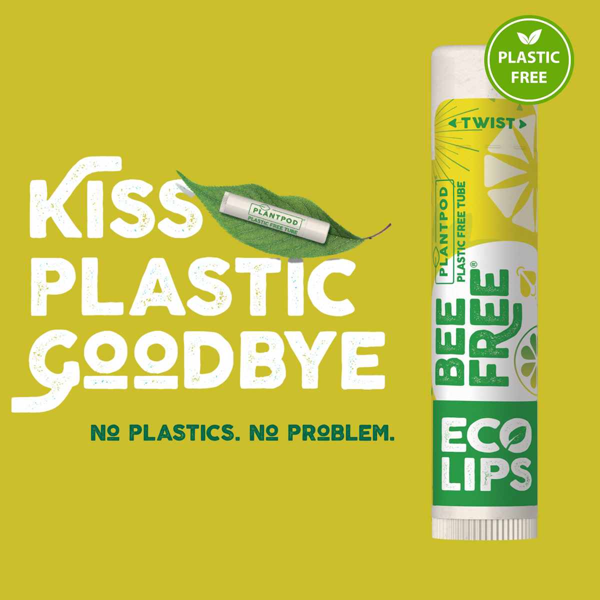 Vegan Bee Free® Plant Pod® Lemon Lime Organic Lip Balm, 0.15 oz.