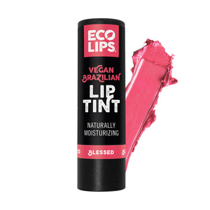 Fair Trade Certified ingredient label on a green background with Eco Lips branding.