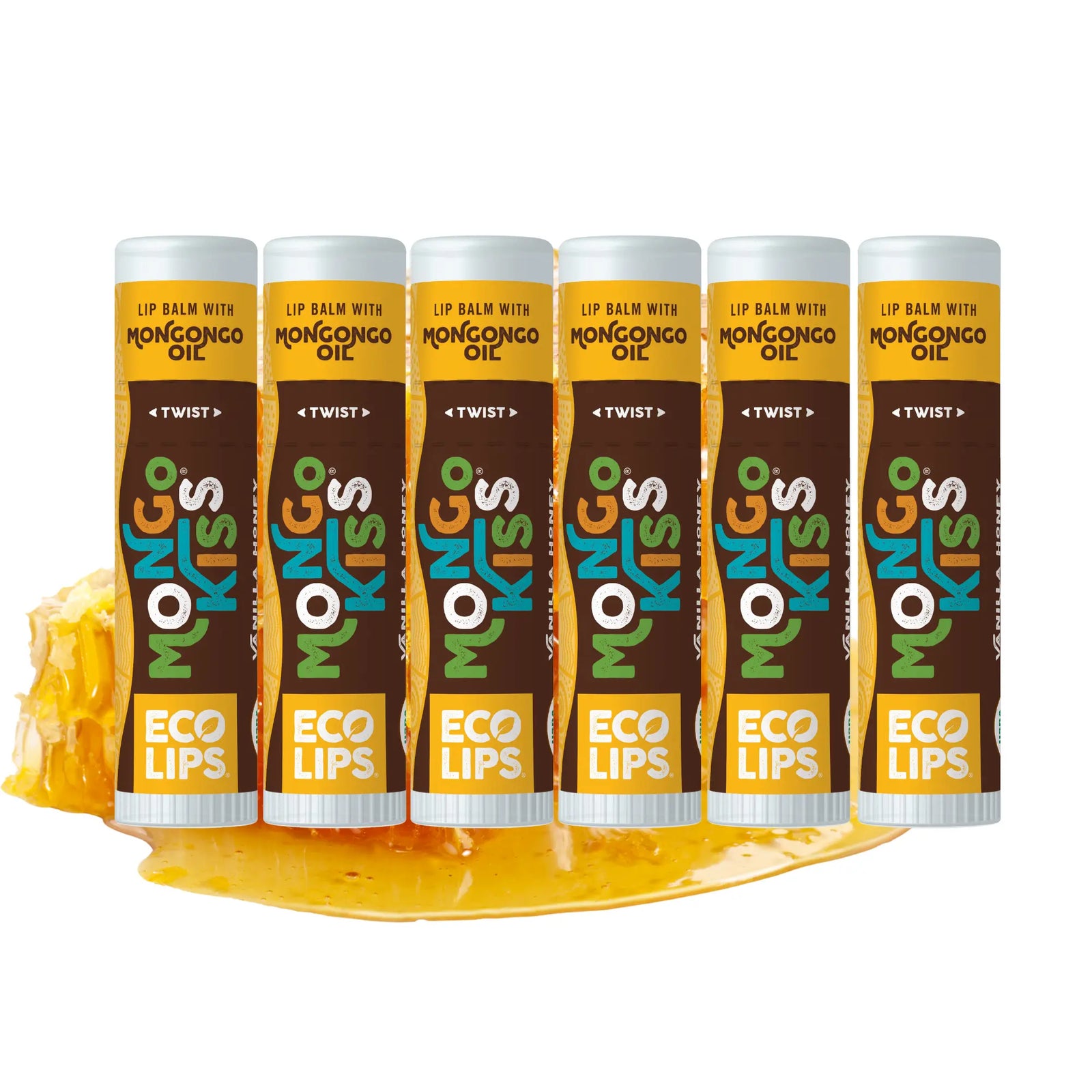 Mongo Kiss® Organic Lip Balm 6-Pack – Vanilla Honey | Oversized Tubes