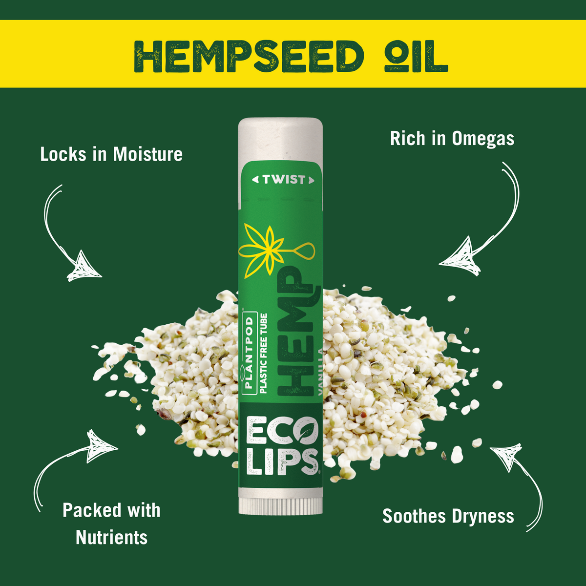 Hemp Vanilla Plant Pod® Organic Lip Balm, 6 Pack