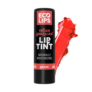 Advertisement for Eco Lips with text about stocking stuffers on a festive background.