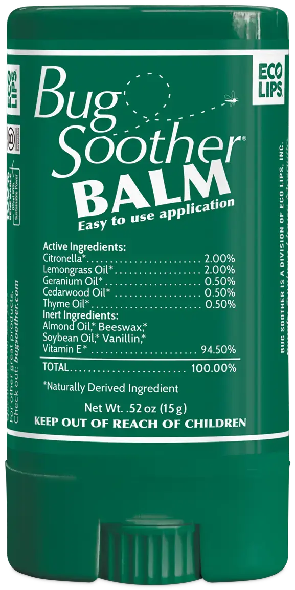 Bug Soother Balm front image label with ingredient deck 