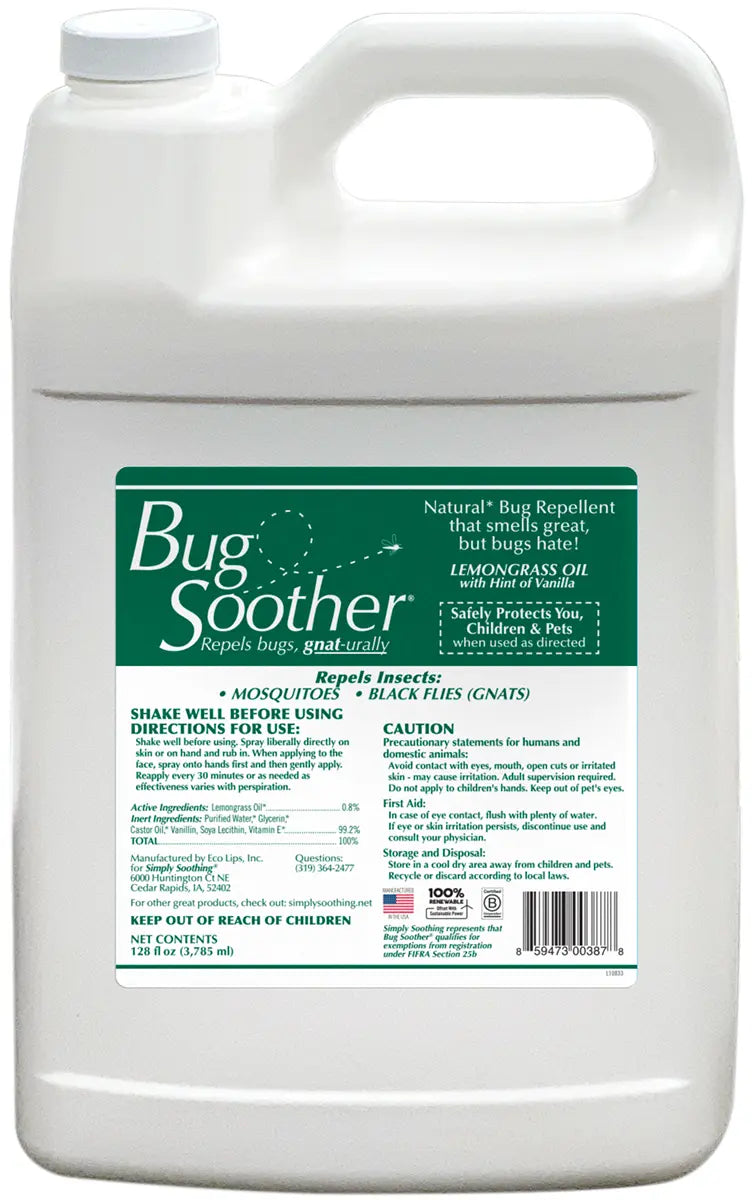 A gallon of Bug Soother insect repellent without sprayer.
