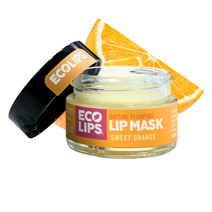 Advertisement for upcycled lip care product with blue background and text about Cloudberry Seed Oil.