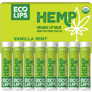 Hemp Vanilla Mint Organic Lip Balm, 8 Pack Value Carton