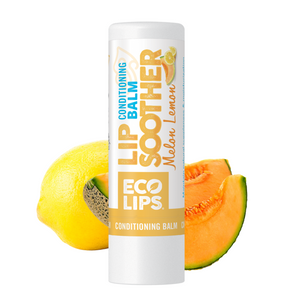 Leaping Bunny logo on blue background confirming the lip balms are never tested on animals and made with 100% renewable energy.