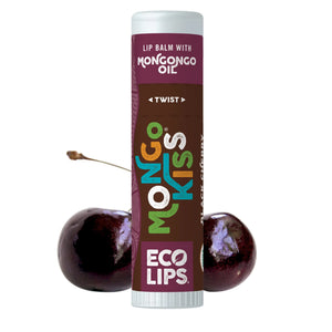 Two smiling children holding up Mongo Kiss lip balms