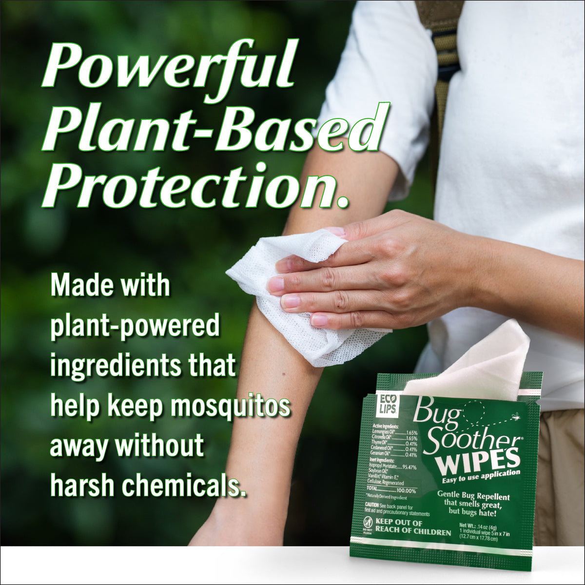 Bug Soother Natural Mosquito Repellent Wipes 15-count