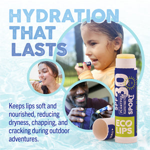 Classic Plant Pod® Sport Broad Spectrum SPF 30 Sunscreen Lip Balm, 6 Pack