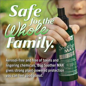 Advertisement for 'DEET FREE!' with text on a green background.