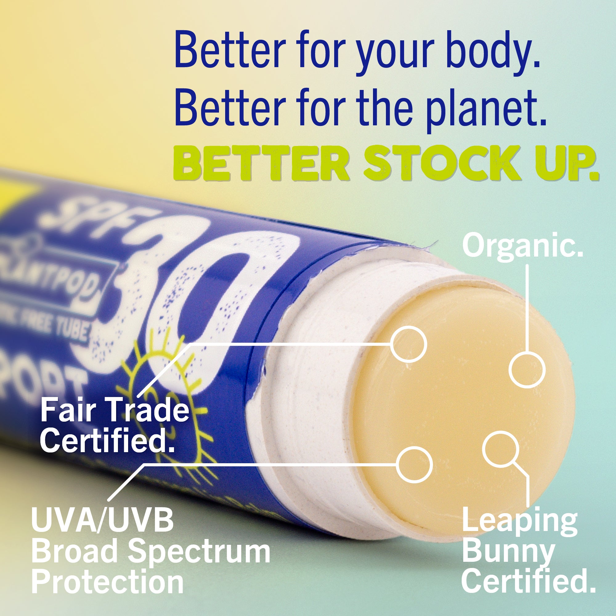 Classic Plant Pod® Sport Broad Spectrum SPF 30 Sunscreen Lip Balm