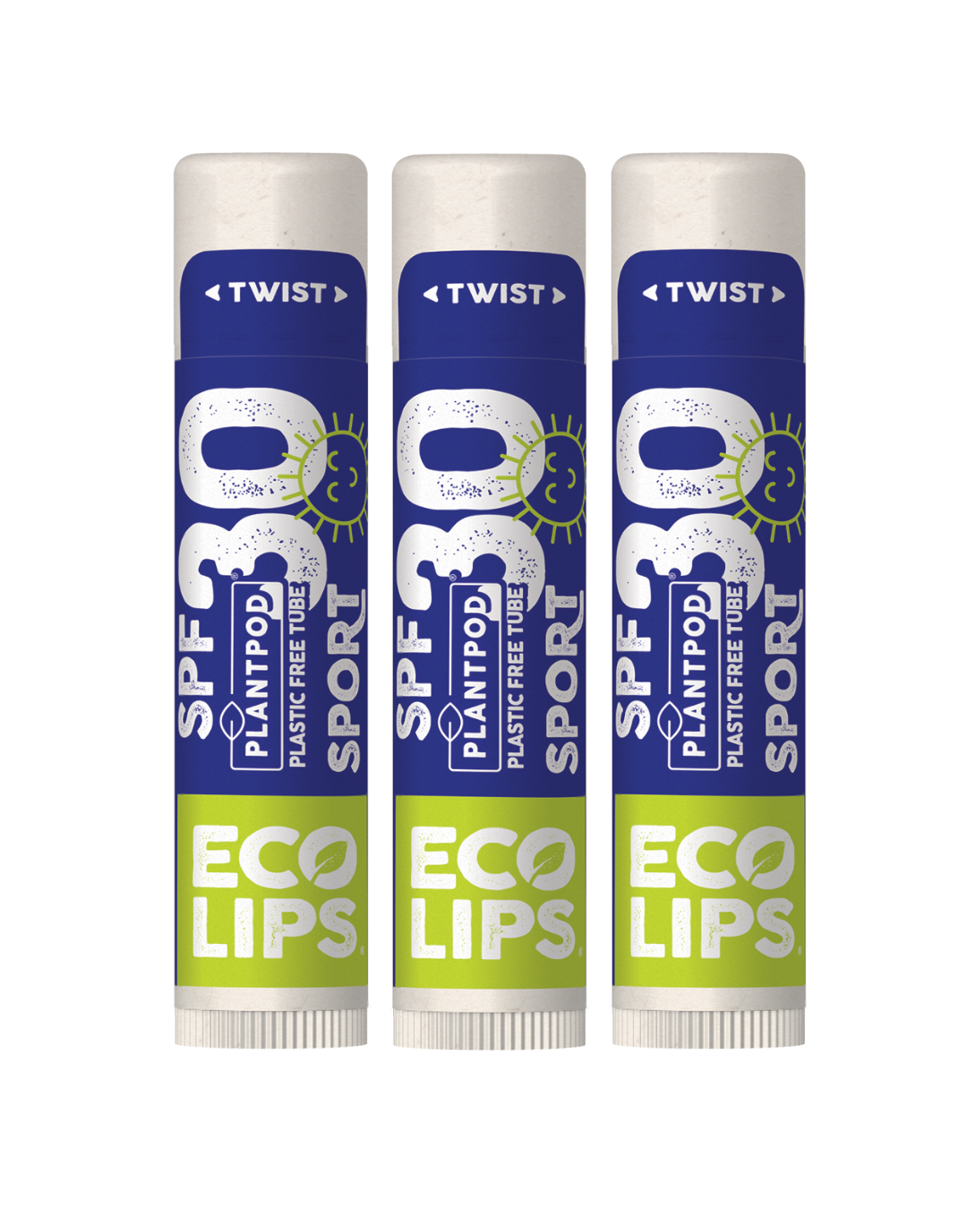 Classic Plant Pod® Broad Spectrum SPF 30 Sport Sunscreen Lip Balm, 3 pack