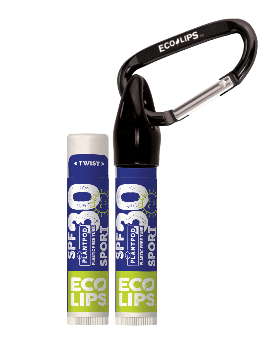 Classic Plant Pod® Broad Spectrum SPF 30 Sport Sunscreen Lip Balm with Carabiner, 2 pack